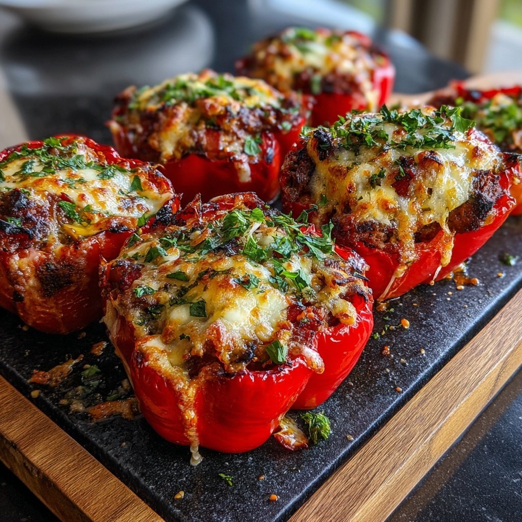 Beefy Mushroom Stuffed Peppers