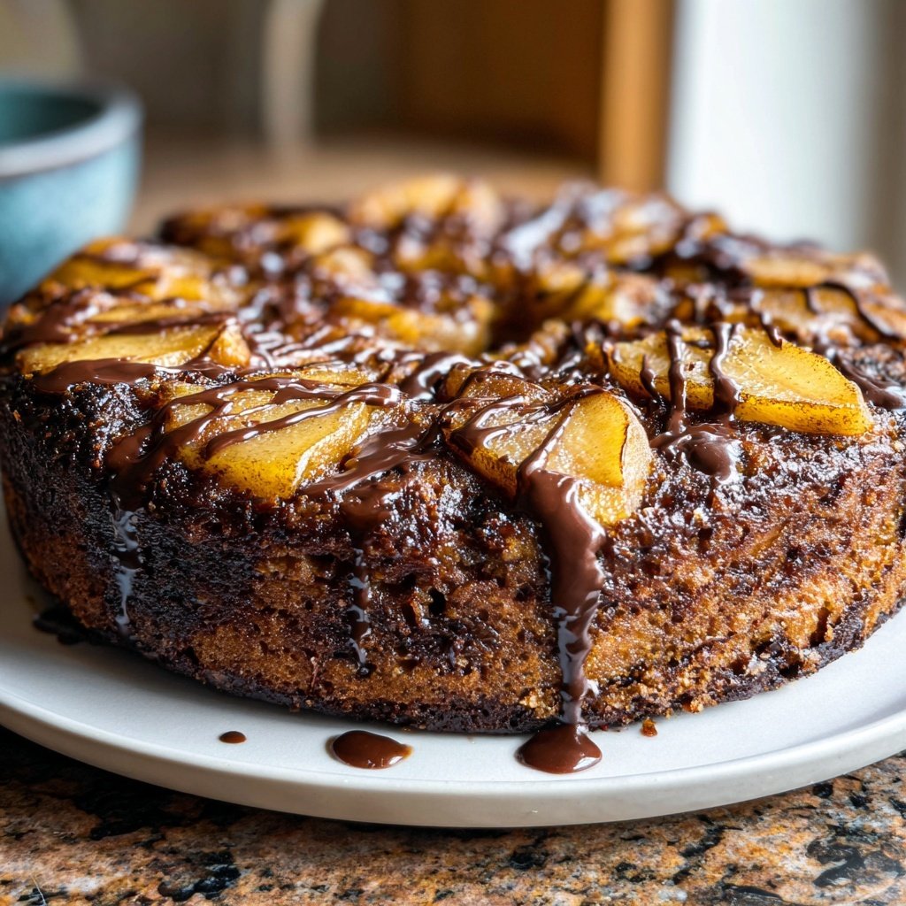 Chocolate Pear Upside Cake