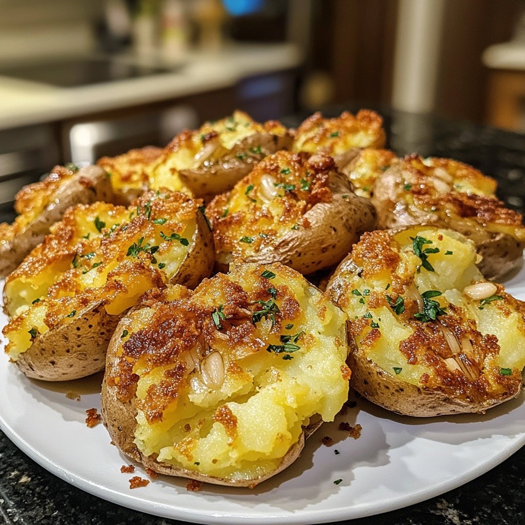 Crispy Smashed Potatoes Garlic