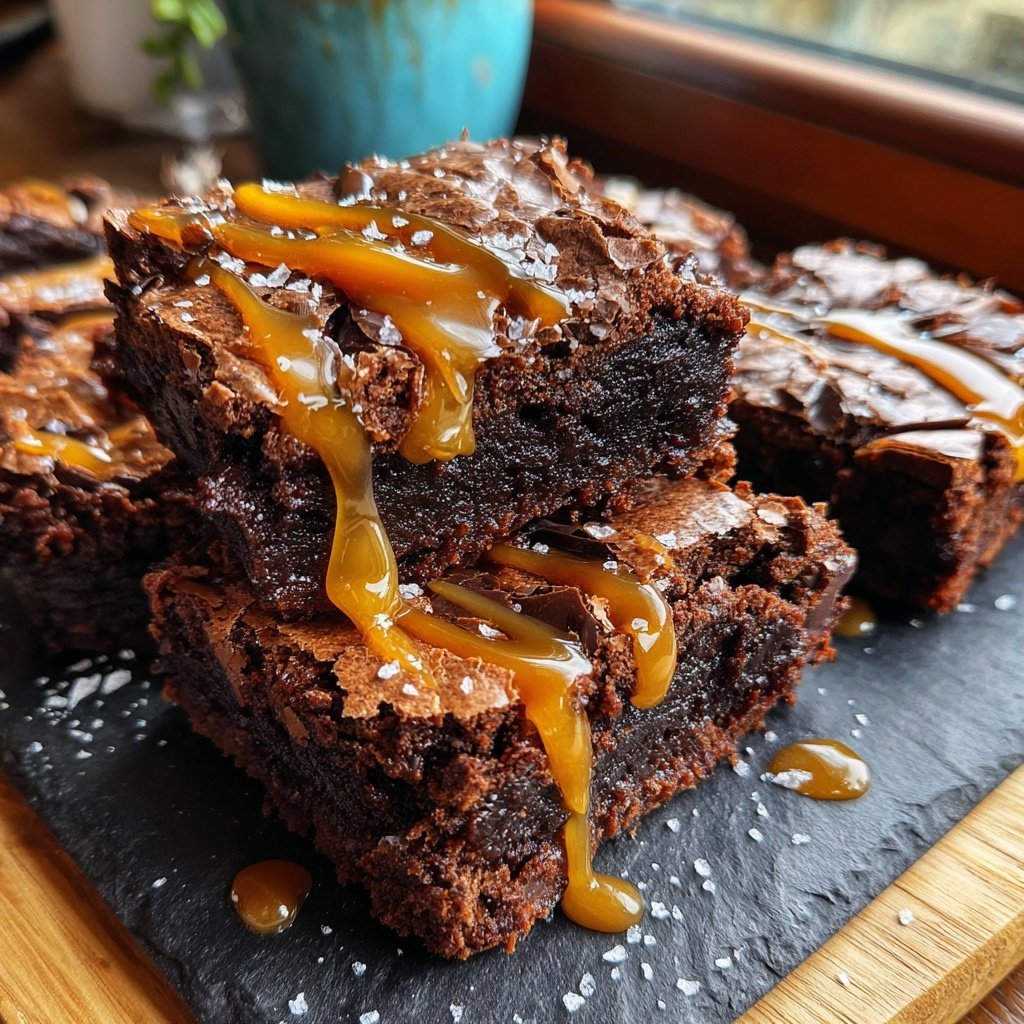 Sourdough Discard Brownies with Salted Caramel