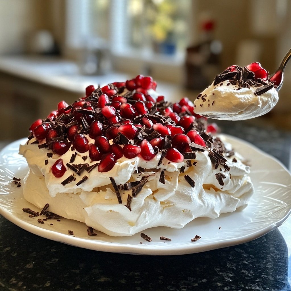 Vegan Pavlovas with Pomegranates and Chocolate