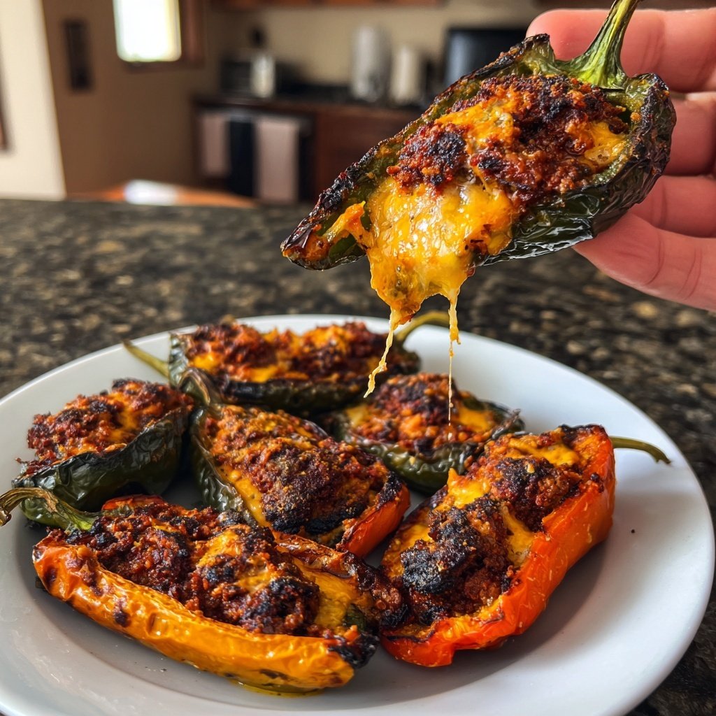 Spicy Chorizo Stuffed Mini Peppers