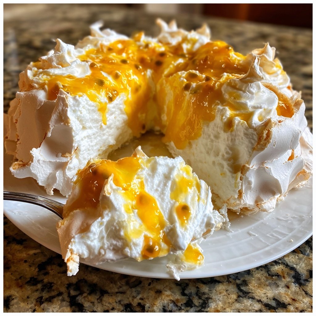 Limoncello Pavlova with Passion Fruit