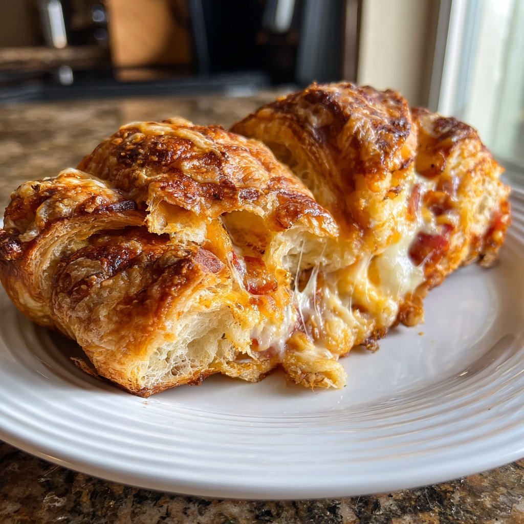 Ham and Cheese Breakfast Croissant Bake​