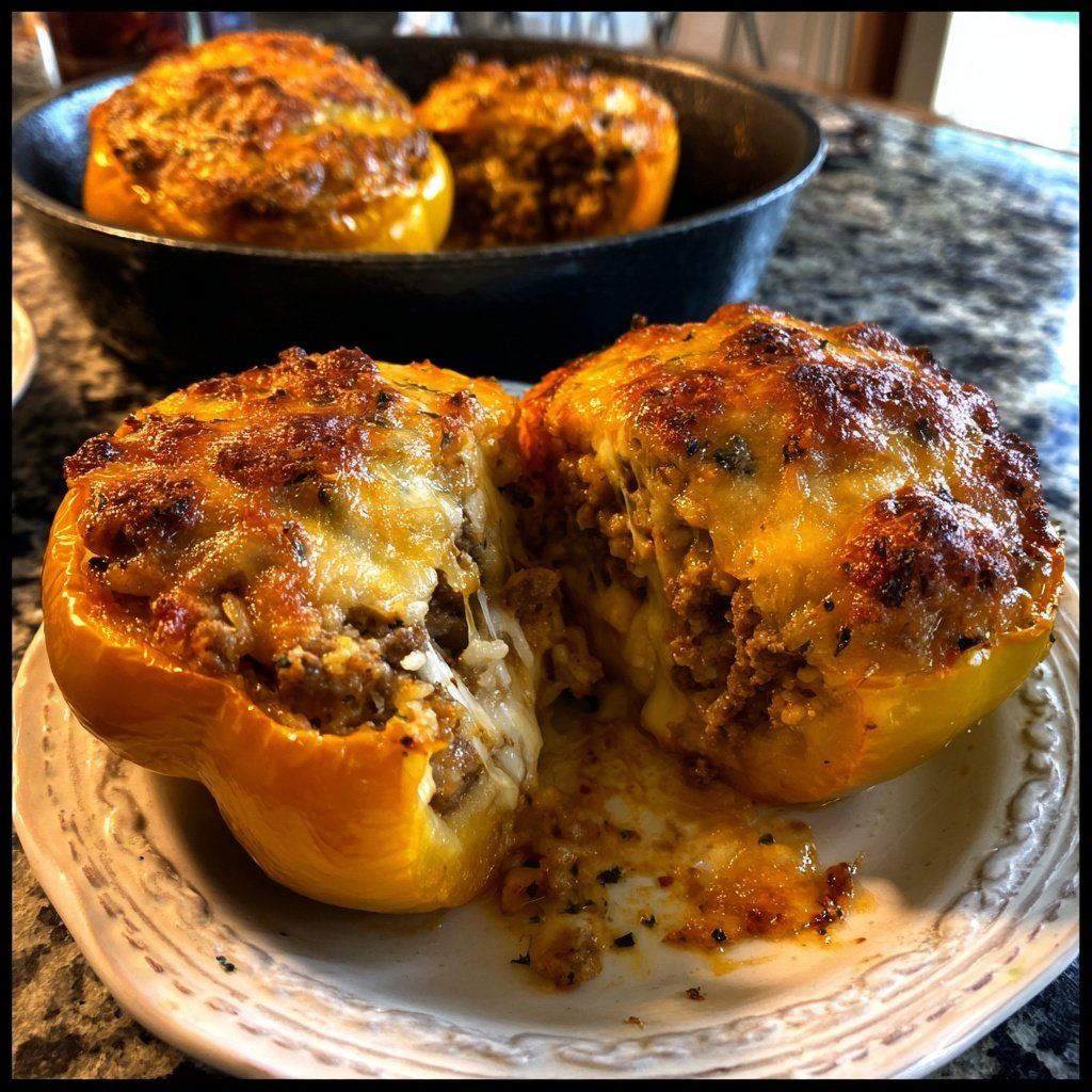 Stuffed Peppers Beef Rice Cheese