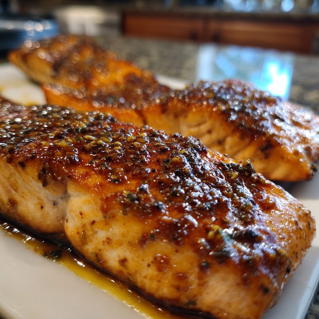 Maple Mustard Glazed Salmon Fillets