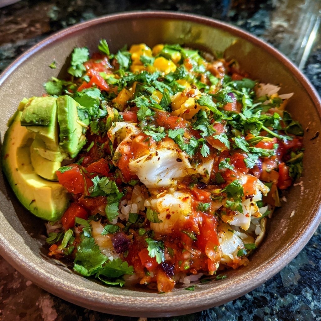 Spicy Fish Taco Bowls with Avocado