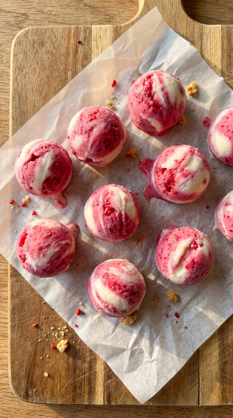 Raspberry Swirl Frozen Yogurt Bites