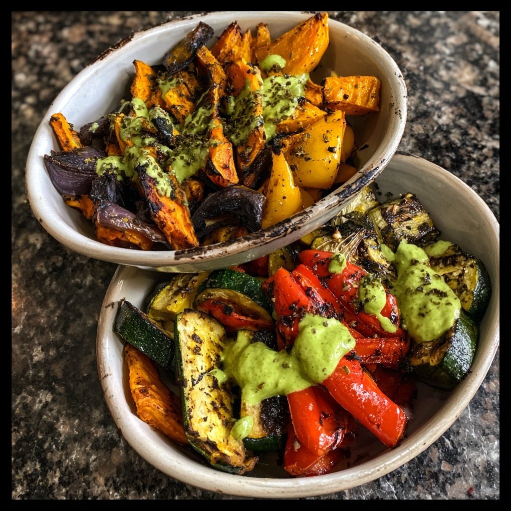 Roasted Vegetable Bowls Green Tahini
