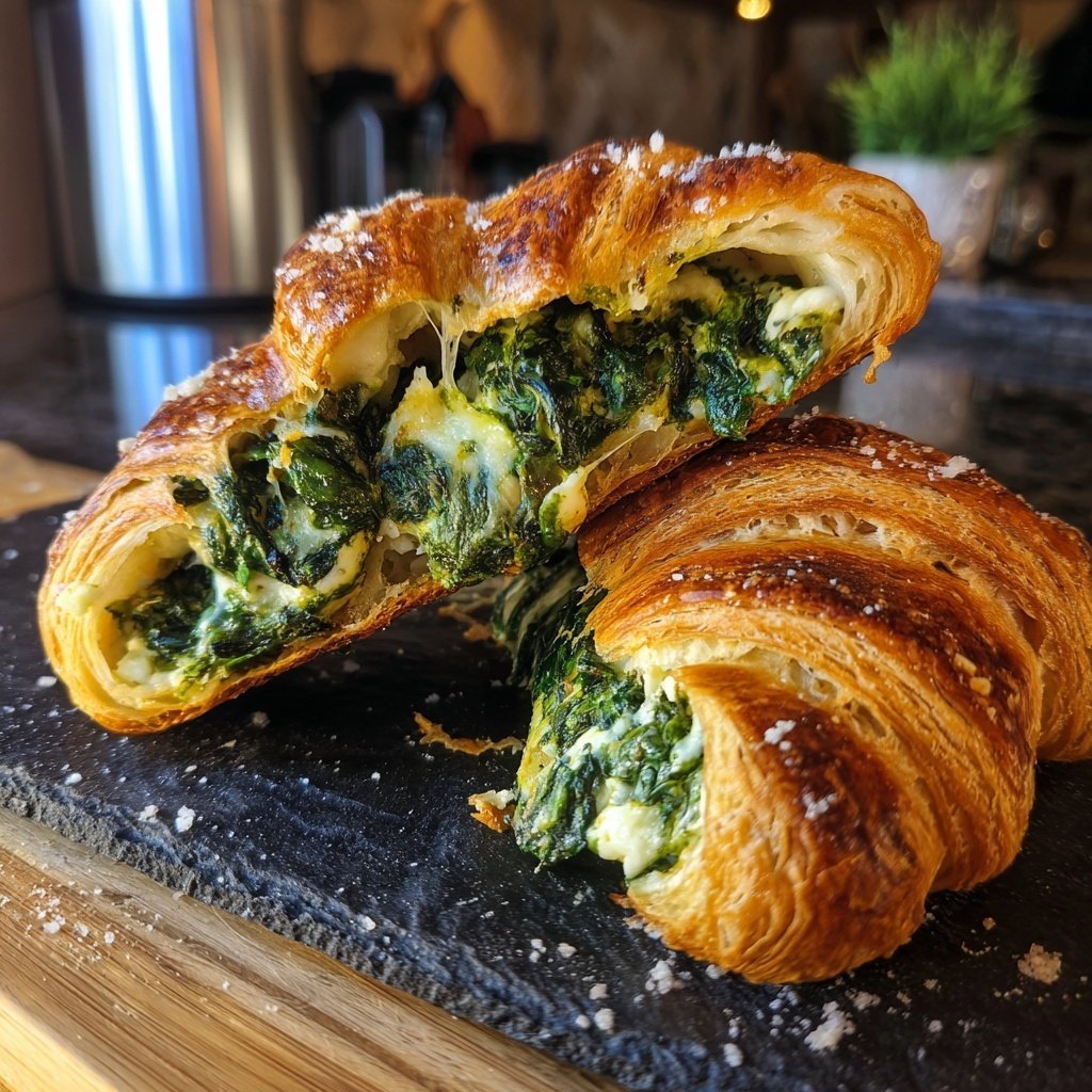 Spinach and Feta Stuffed Croissants