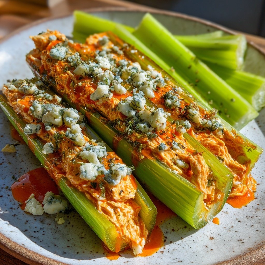 Buffalo Chicken Stuffed Celery